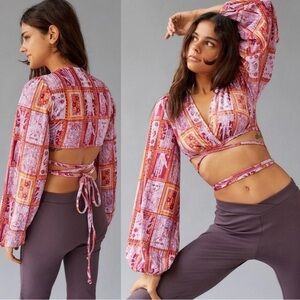 Urban Outfitters NEW Florentina Tarot Print Wrap Top Small Velvet Hippie Boho